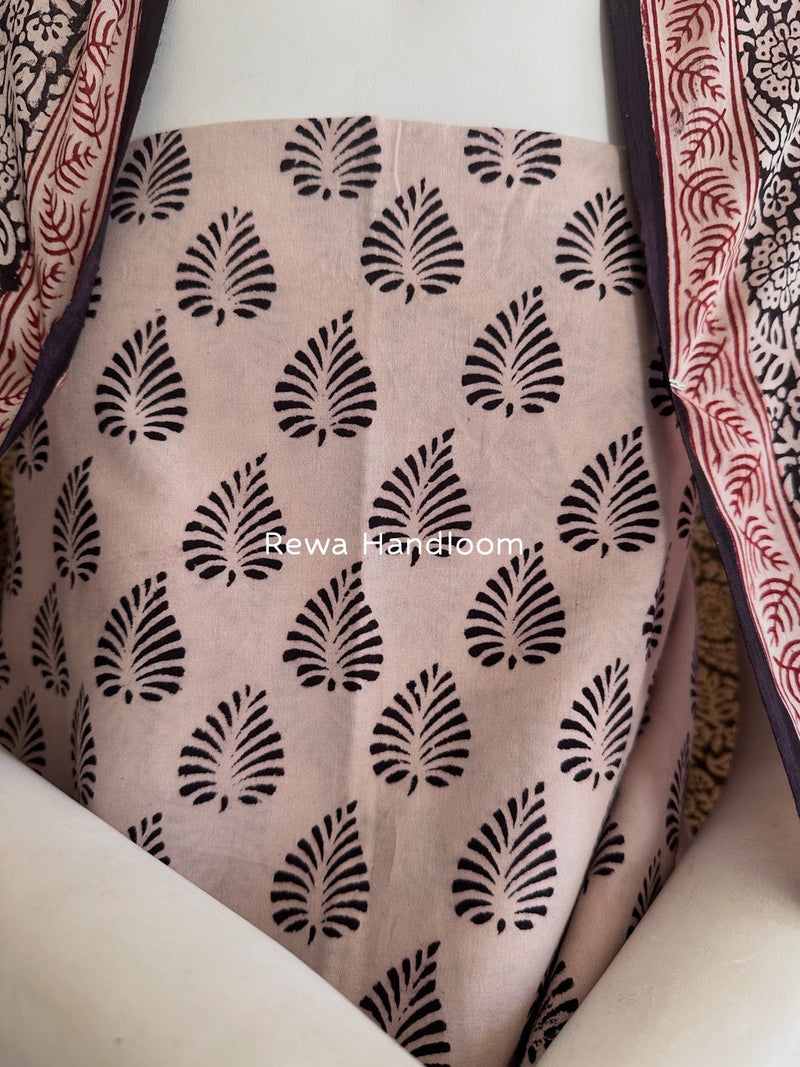 White-Black Bagh Print Cotton Suit BGCSJ0135