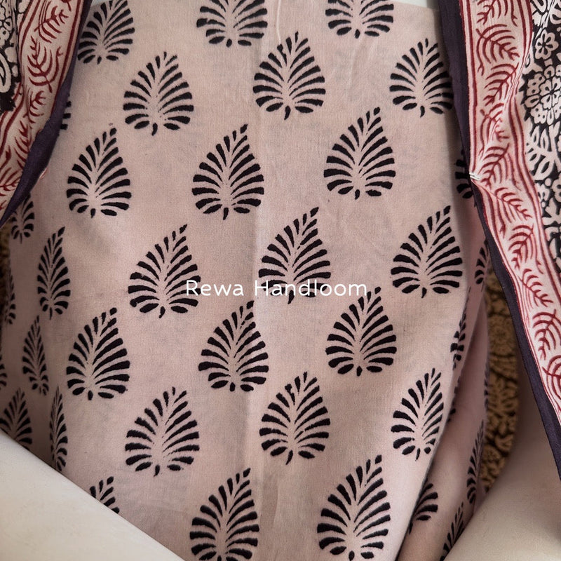 White-Black Bagh Print Cotton Suit BGCSJ0135