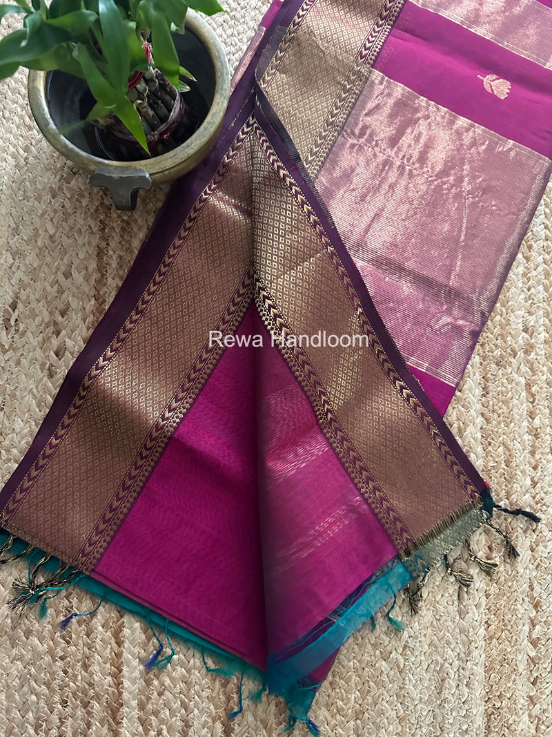 Maheshwari Magenta Lotus Shaded Butta Saree SLB031