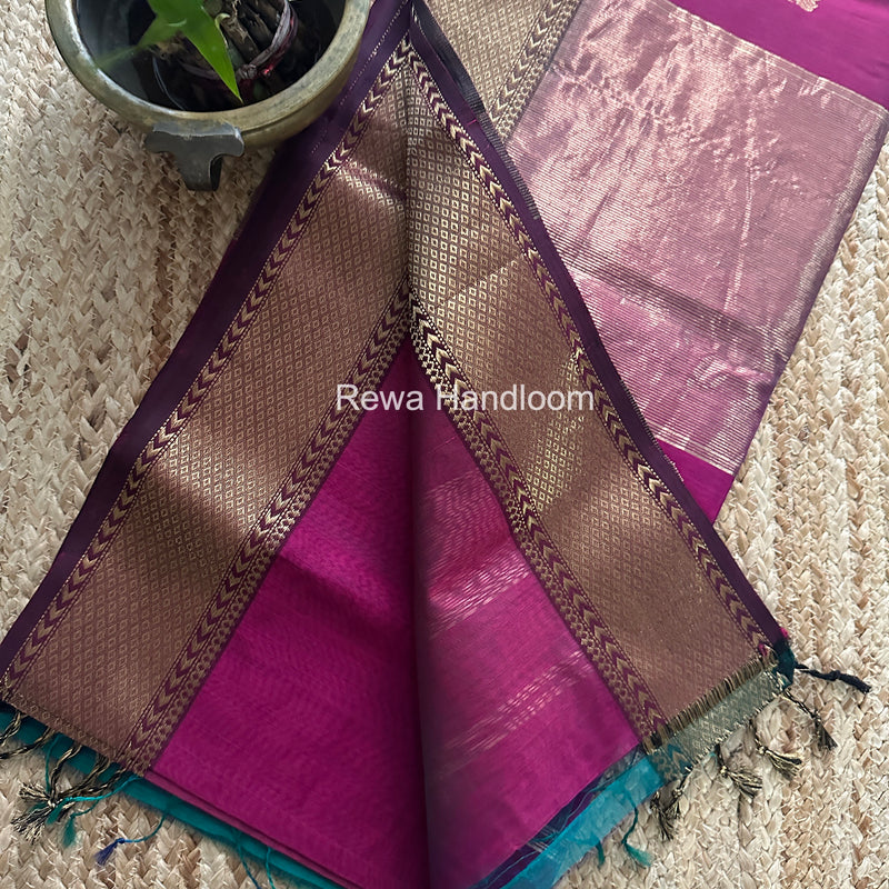 Maheshwari Magenta Lotus Shaded Butta Saree SLB031