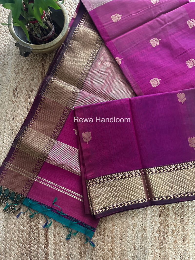 Maheshwari Magenta Lotus Shaded Butta Saree SLB031