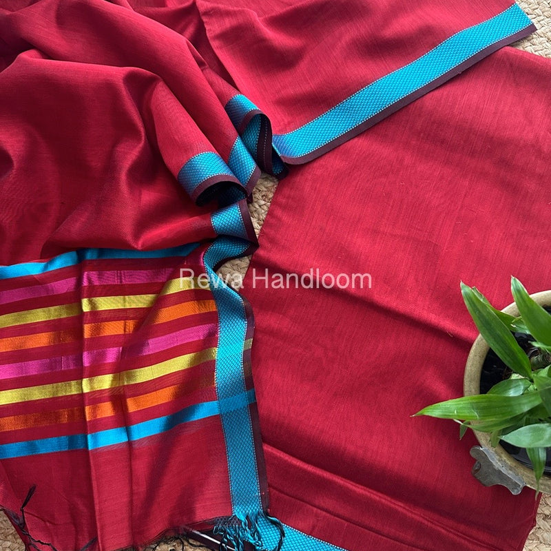 Maheshwari Red Top-Dupatta Suit SBTD07