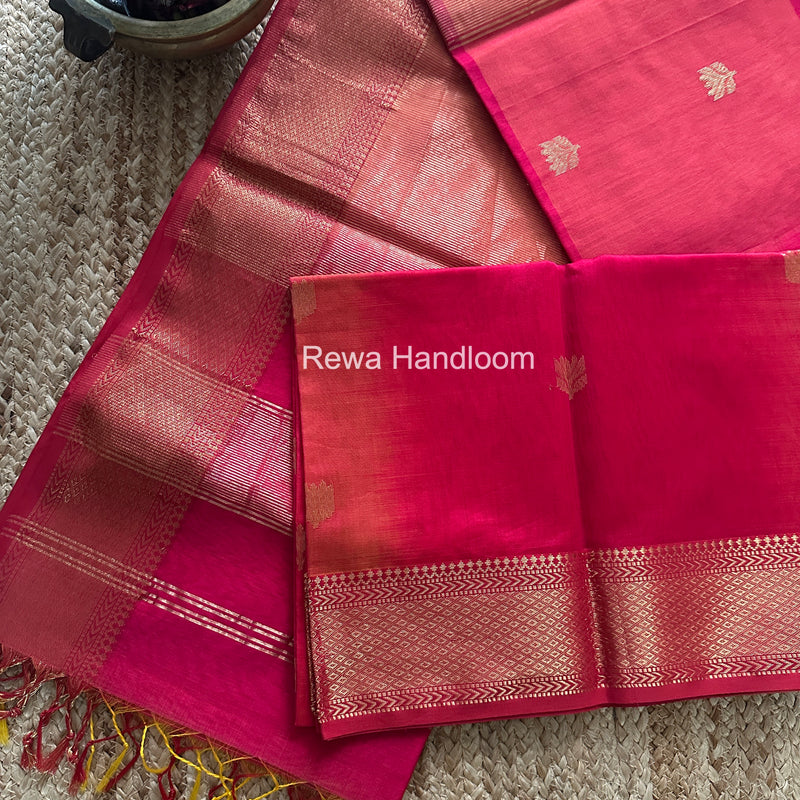 Maheshwari Fuchsia Pink Lotus Shaded Butta Saree SLB027