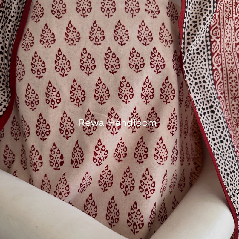 White-Red Bagh Print Cotton Suit BGCSJ0119
