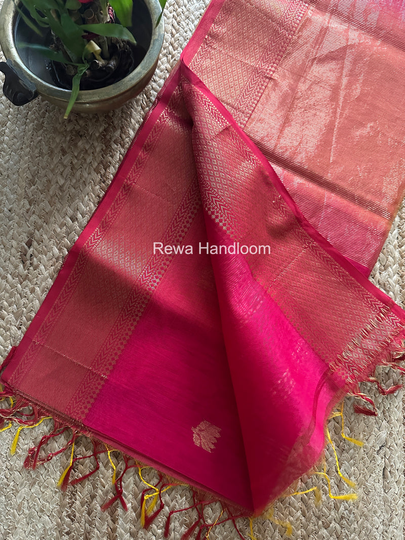 Maheshwari Fuchsia Pink Lotus Shaded Butta Saree SLB027