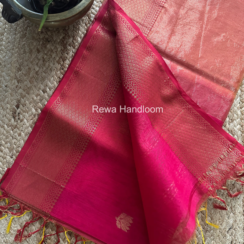 Maheshwari Fuchsia Pink Lotus Shaded Butta Saree SLB027