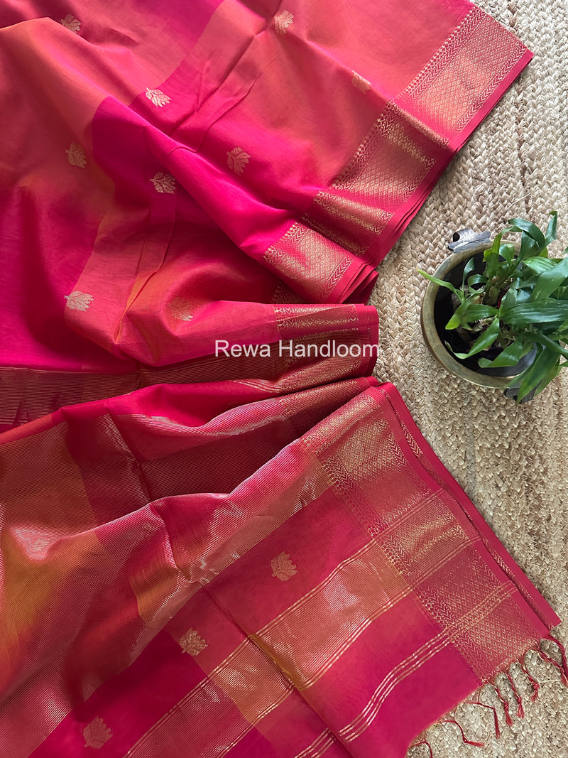Maheshwari Fuchsia Pink Lotus Shaded Butta Saree SLB027