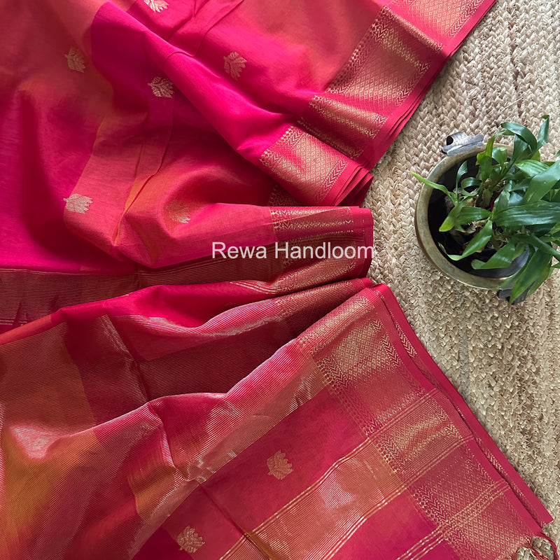 Maheshwari Fuchsia Pink Lotus Shaded Butta Saree SLB027