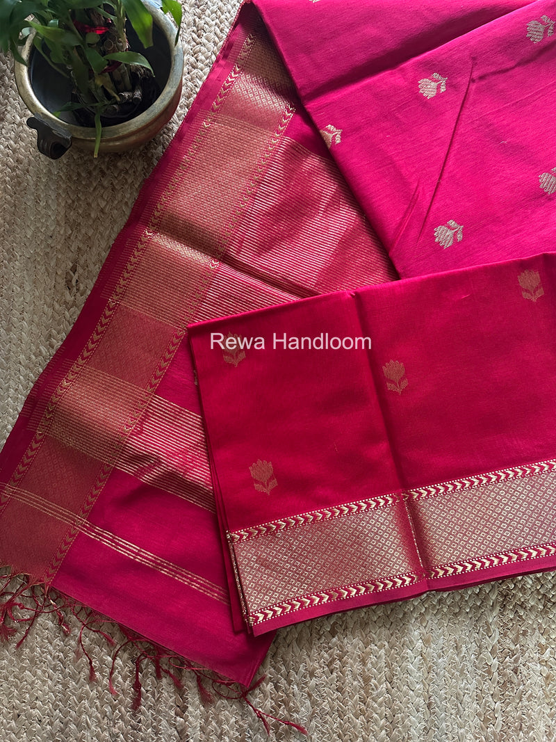 Maheshwari Rani Pink Lotus Butta Saree LLBS055