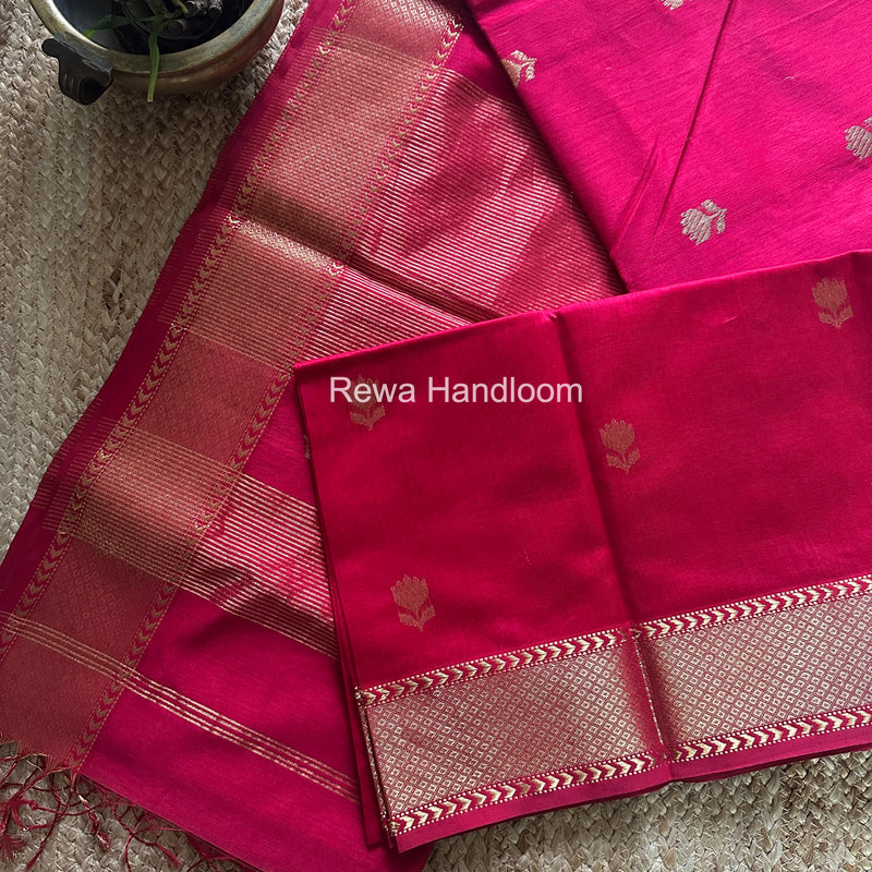 Maheshwari Rani Pink Lotus Butta Saree LLBS055