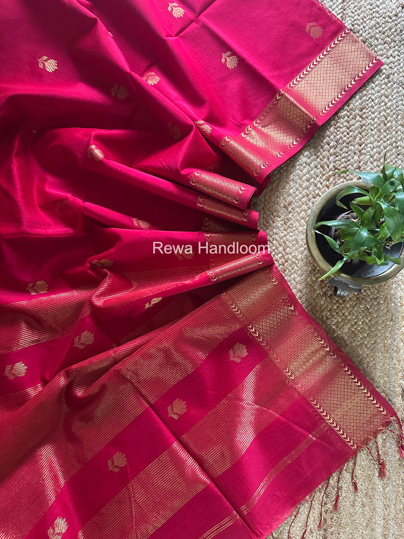 Maheshwari Rani Pink Lotus Butta Saree LLBS055