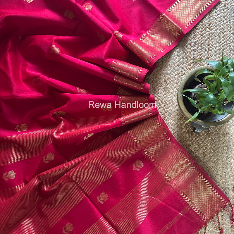 Maheshwari Rani Pink Lotus Butta Saree LLBS055