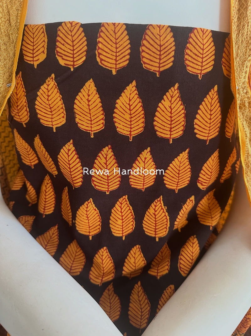 Black-Turmeric Yellow Bagh Print Cotton Suit BGCSJ087