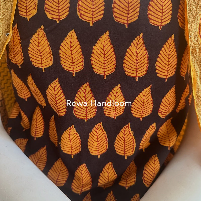 Black-Turmeric Yellow Bagh Print Cotton Suit BGCSJ087