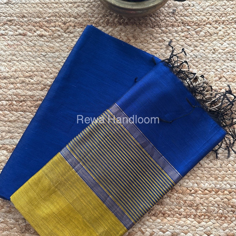 Maheshwari Dark Blue-Mustard Yellow Resham Border Dress Material BRD08