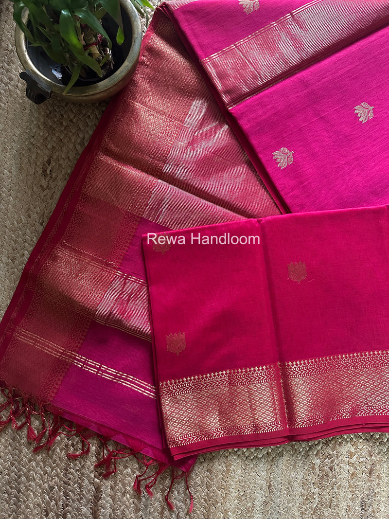 Maheshwari Rani Pink Lotus Butta Saree LLBS059
