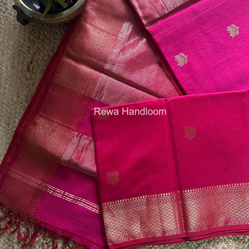 Maheshwari Rani Pink Lotus Butta Saree LLBS059