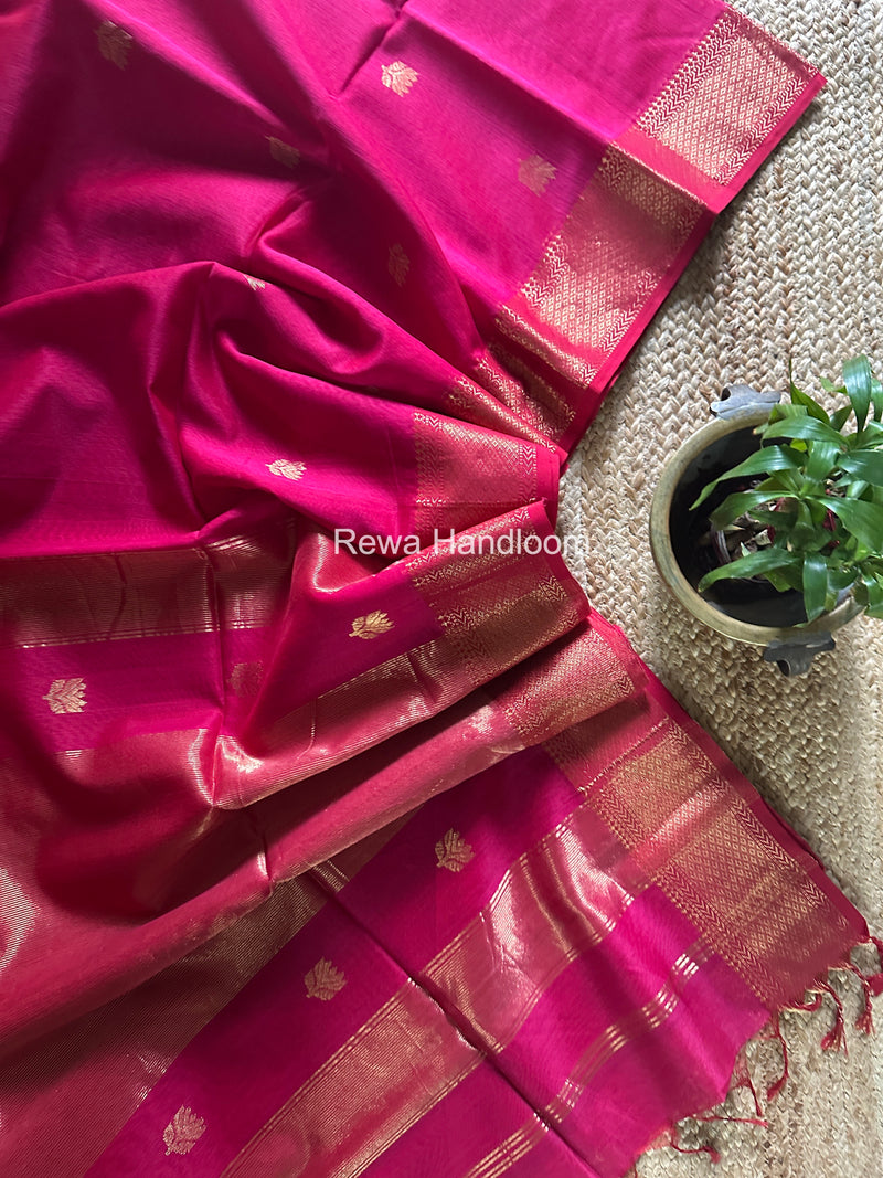Maheshwari Rani Pink Lotus Butta Saree LLBS059