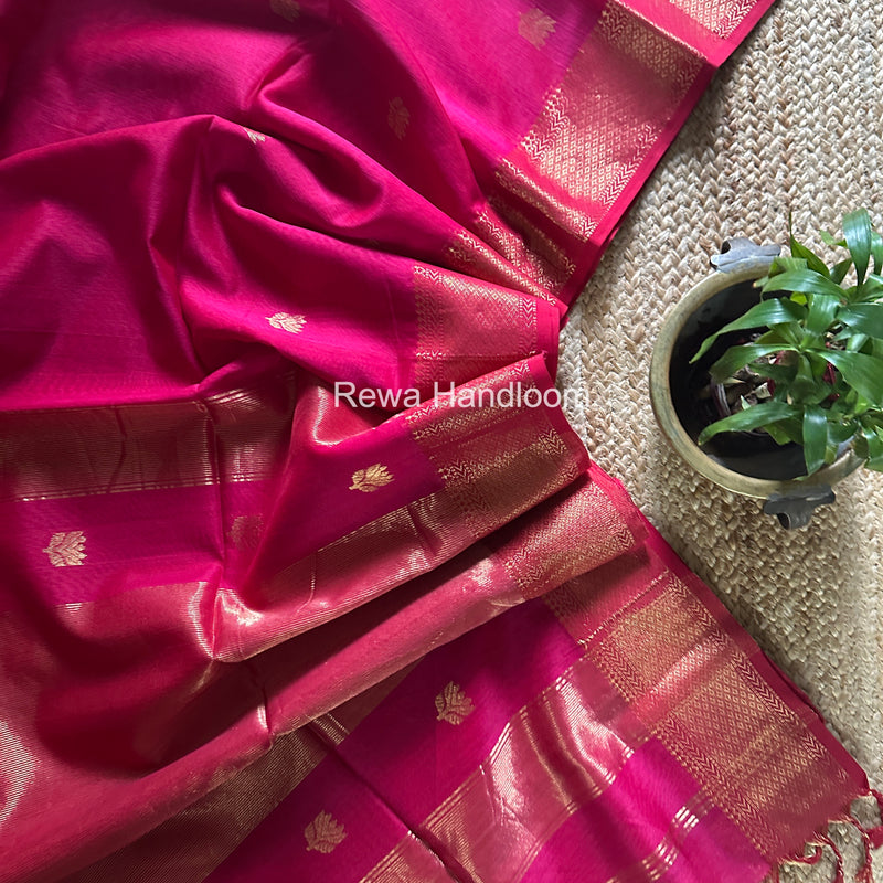 Maheshwari Rani Pink Lotus Butta Saree LLBS059