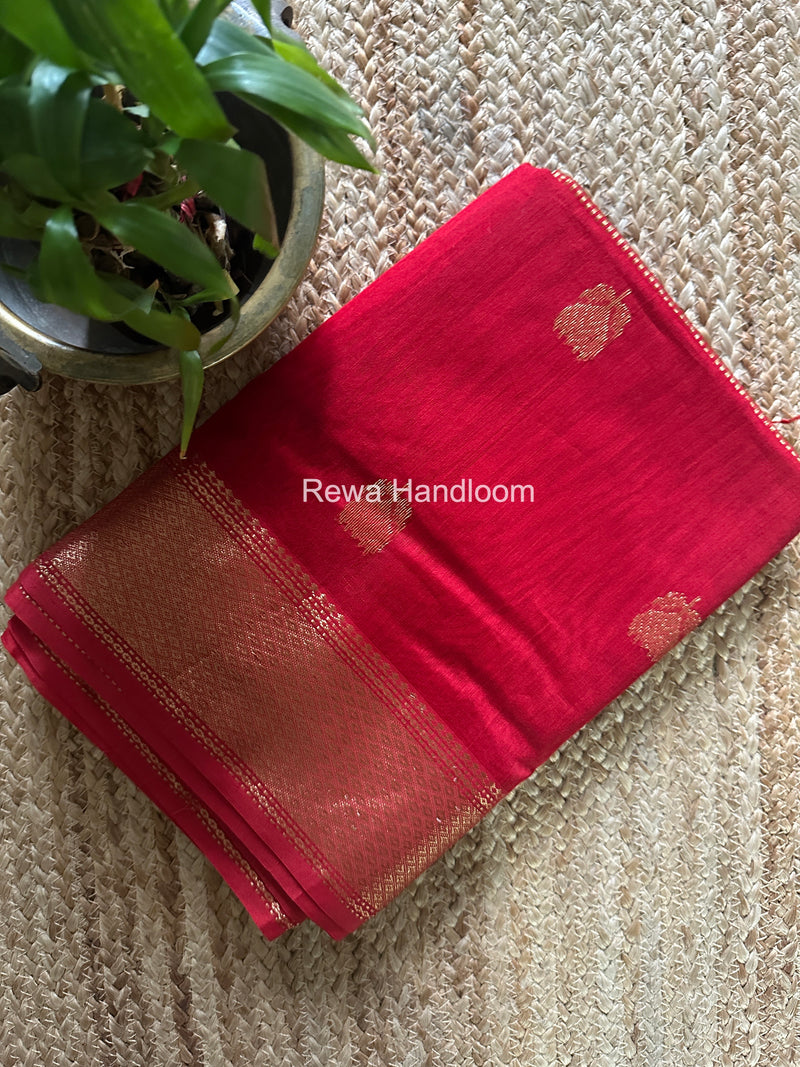 Maheshwari Red Lotus Butta Saree LLBS056