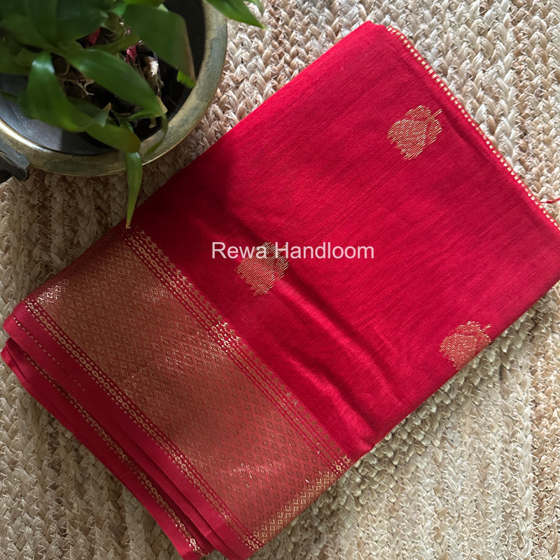 Maheshwari Red Lotus Butta Saree LLBS056