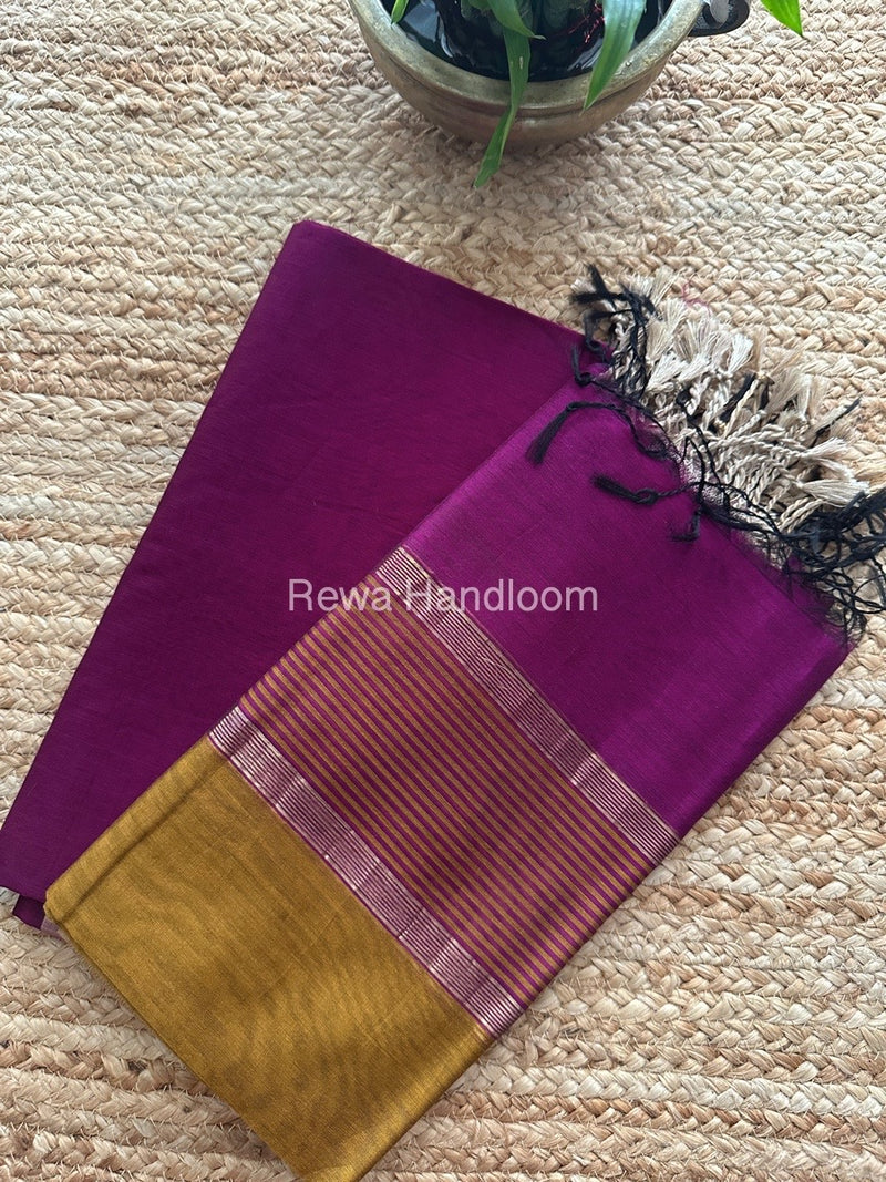 Maheshwari Magenta-Mustard Yellow Resham Border Dress Material BRD015
