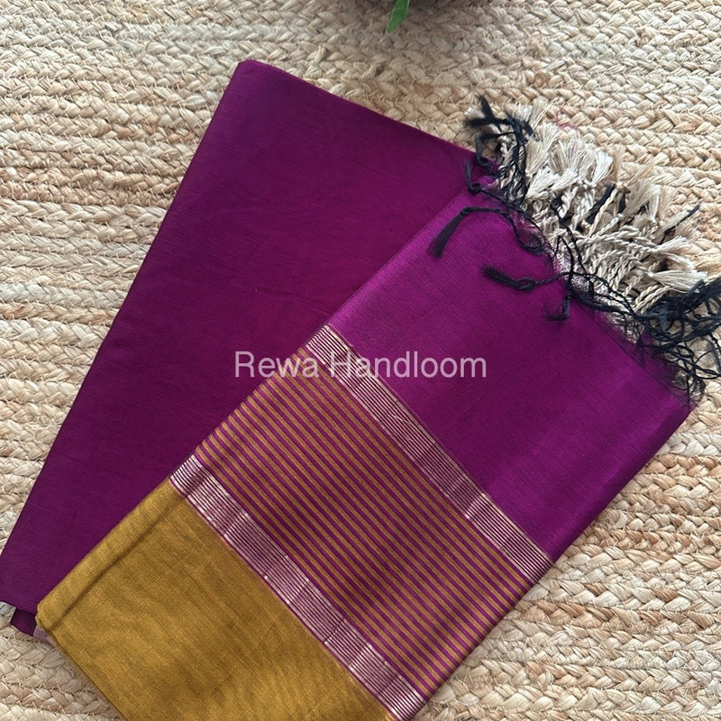 Maheshwari Magenta-Mustard Yellow Resham Border Dress Material BRD015