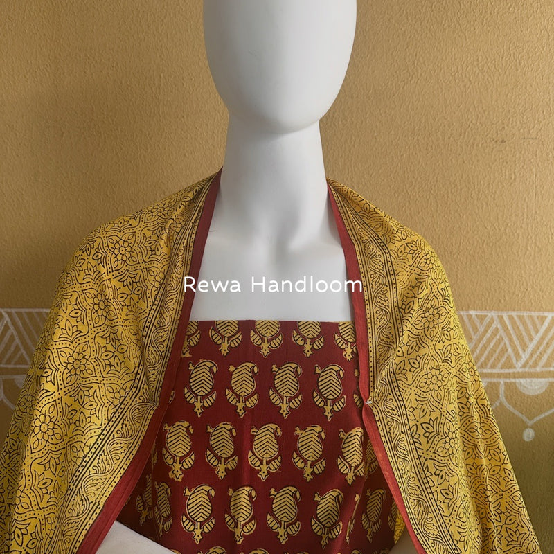 Red-Yellow Bagh Print Cotton Suit BCSP0159