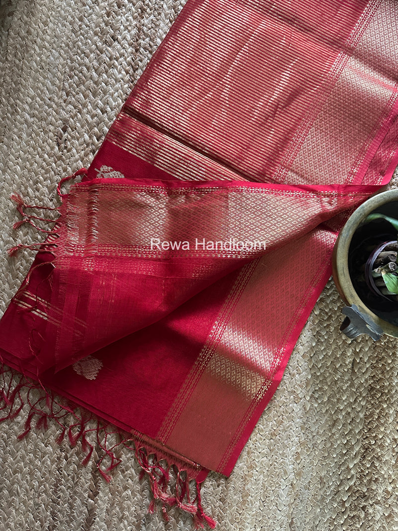 Maheshwari Red Lotus Butta Saree LLBS056
