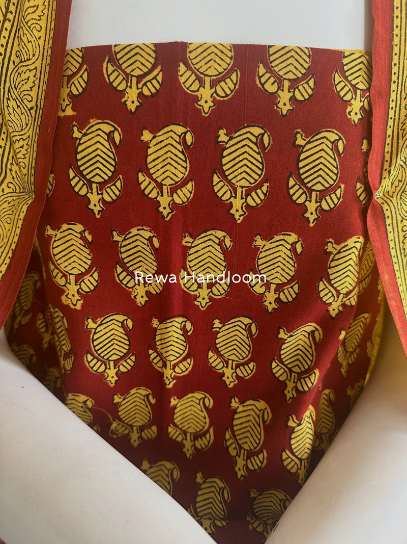 Red-Yellow Bagh Print Cotton Suit BCSP0159