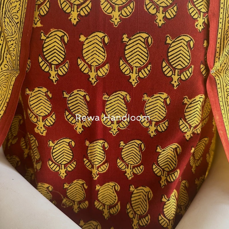 Red-Yellow Bagh Print Cotton Suit BCSP0159