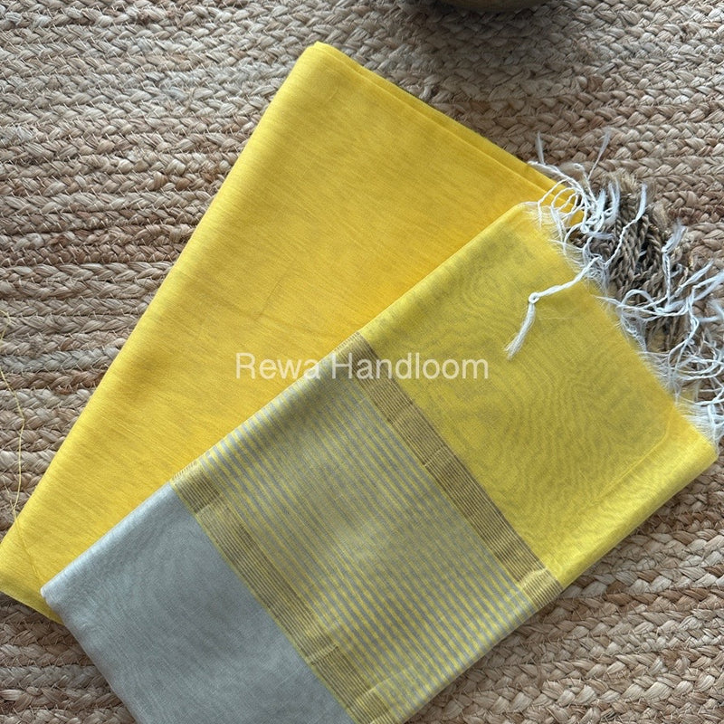 Maheshwari Yellow-Beige Resham Border Dress Material BRD018