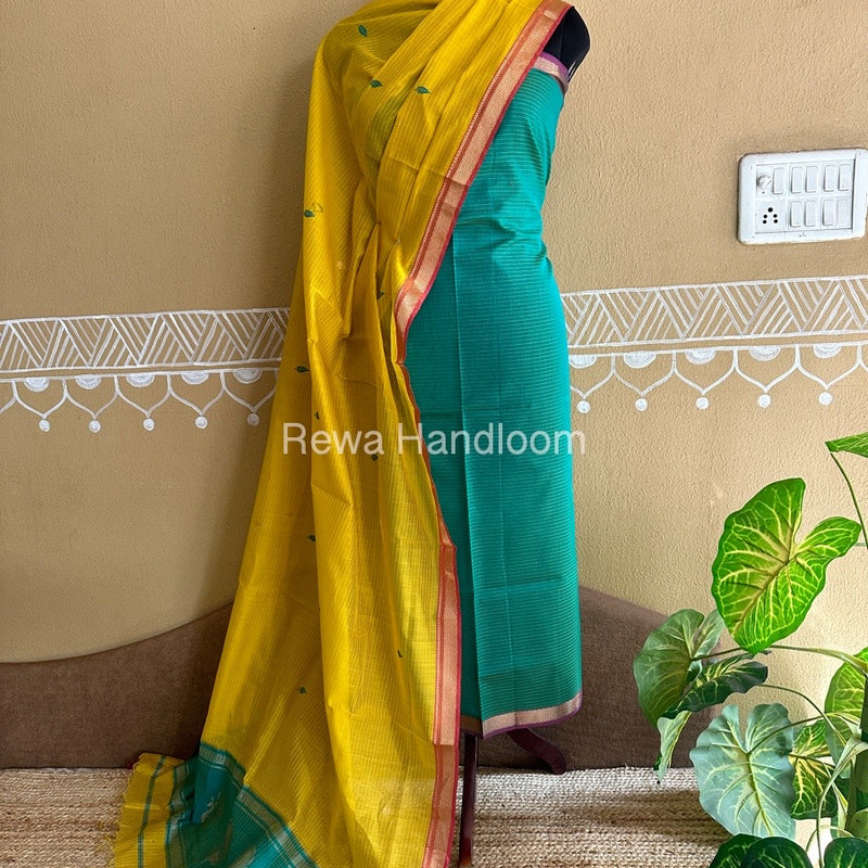 Maheshwari Peacock Buta-Buti Top-Dupatta Set