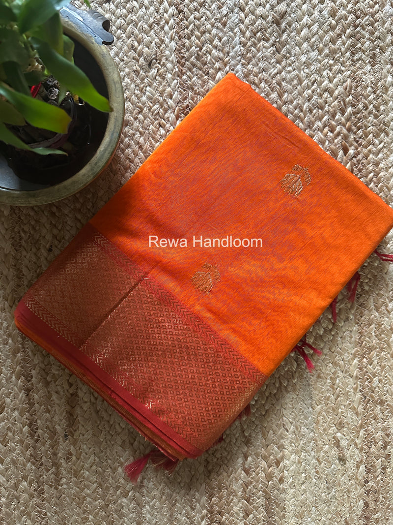 Maheshwari Orange Lotus Butta Saree LLBS062