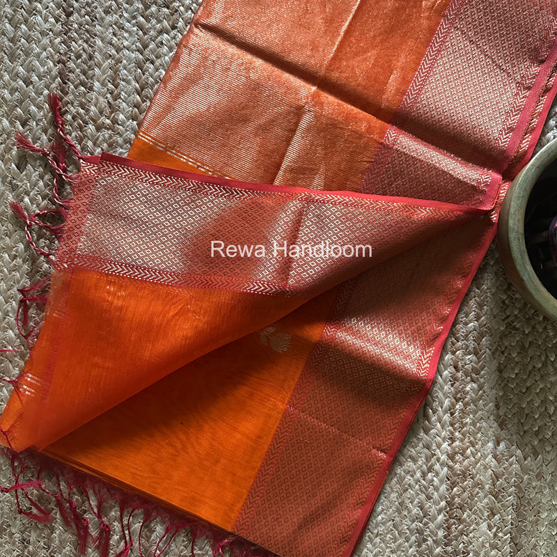 Maheshwari Orange Lotus Butta Saree LLBS062