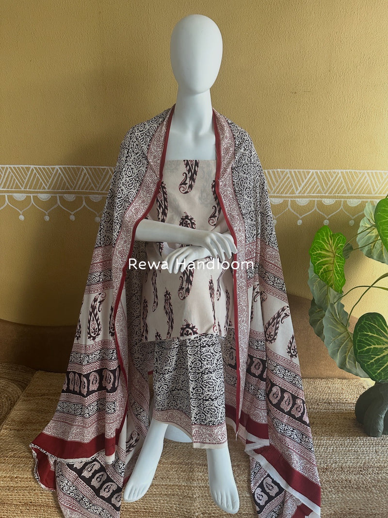 Bagh Print Cotton Suit 