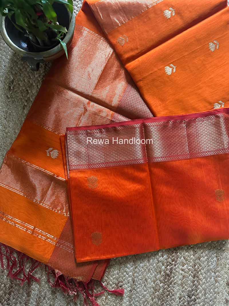 Maheshwari Orange Lotus Butta Saree LLBS062