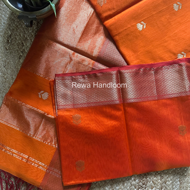 Maheshwari Orange Lotus Butta Saree LLBS062