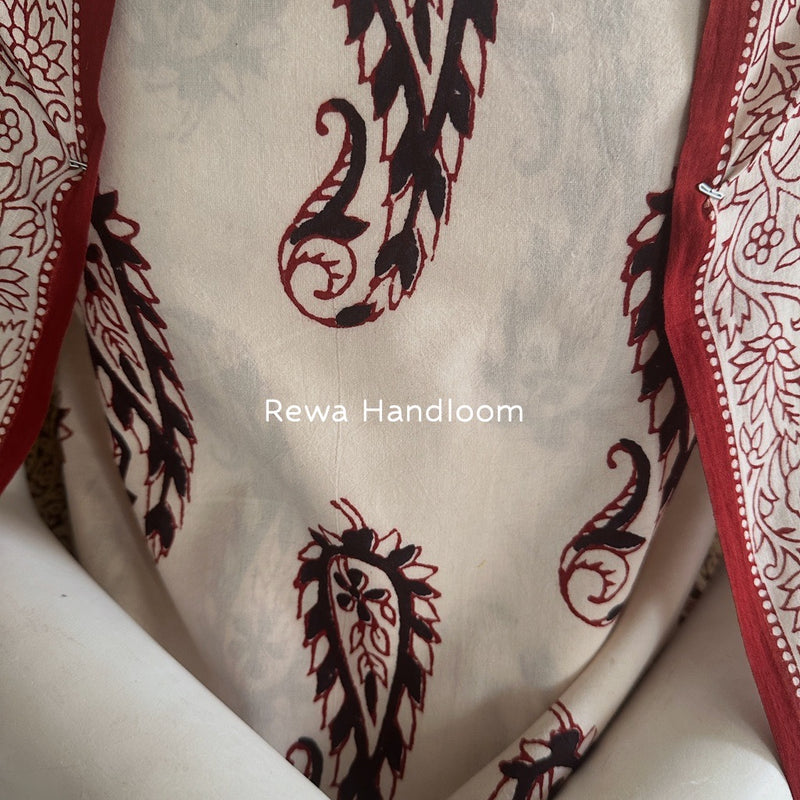 White-Black Bagh Print Cotton Suit BGCSJ095