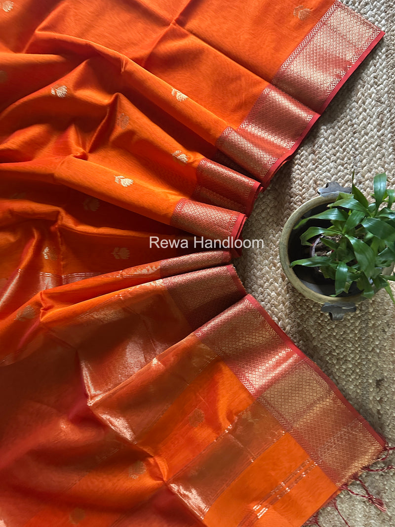Maheshwari Orange Lotus Butta Saree LLBS062