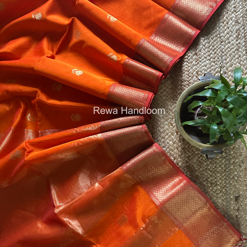 Maheshwari Orange Lotus Butta Saree LLBS062