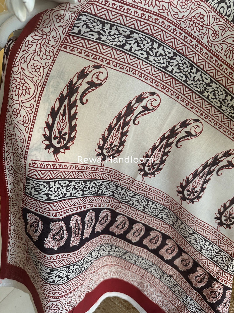 White-Black Bagh Print Cotton Suit BGCSJ095