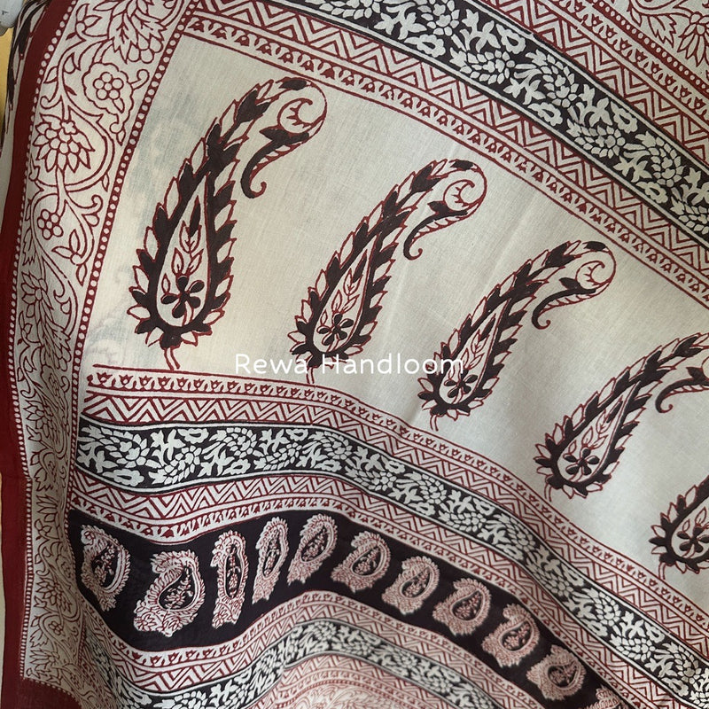 White-Black Bagh Print Cotton Suit BGCSJ095