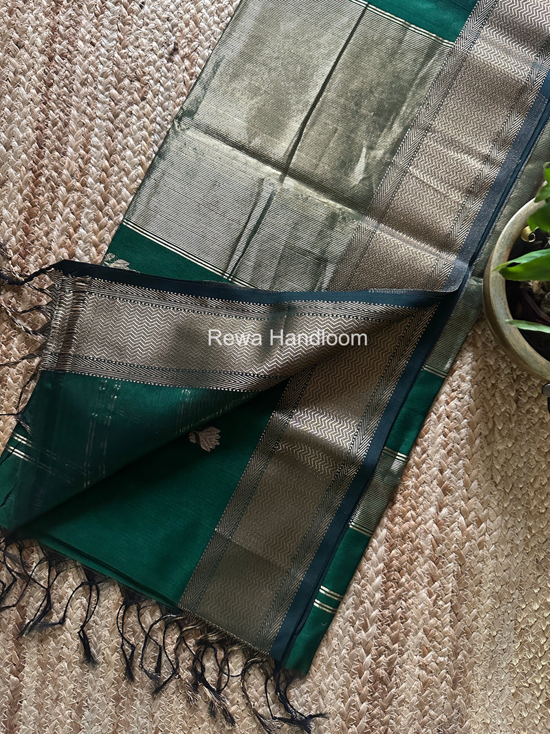 Maheshwari Green Lotus Butta Saree LLBS060