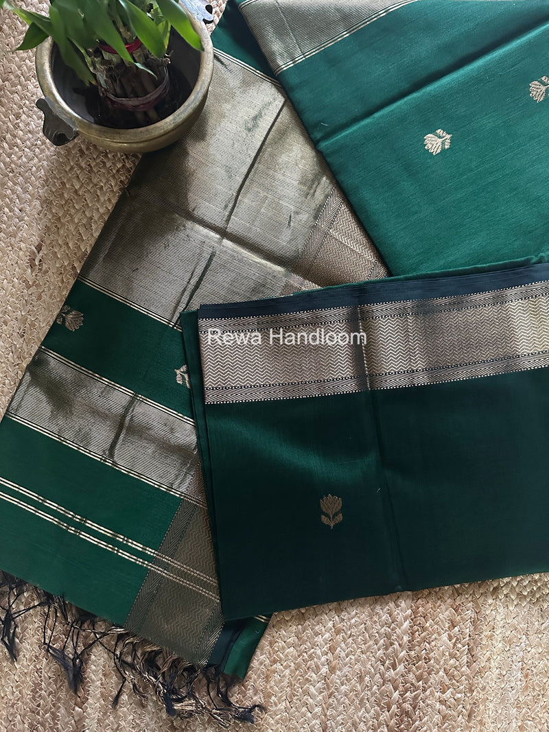 Maheshwari Green Lotus Butta Saree LLBS060