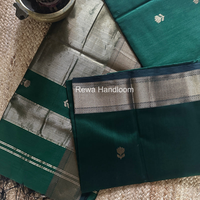 Maheshwari Green Lotus Butta Saree LLBS060