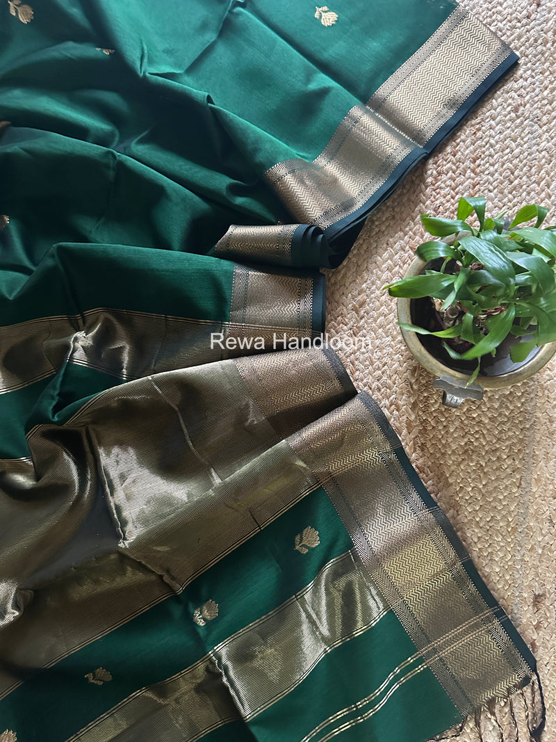Maheshwari Green Lotus Butta Saree LLBS060