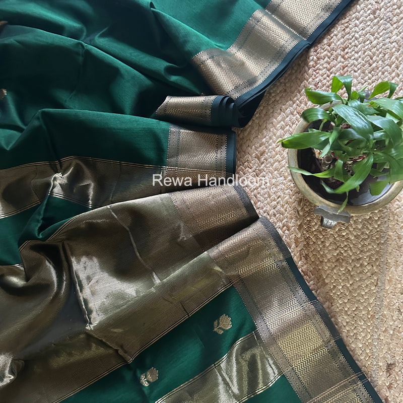 Maheshwari Green Lotus Butta Saree LLBS060
