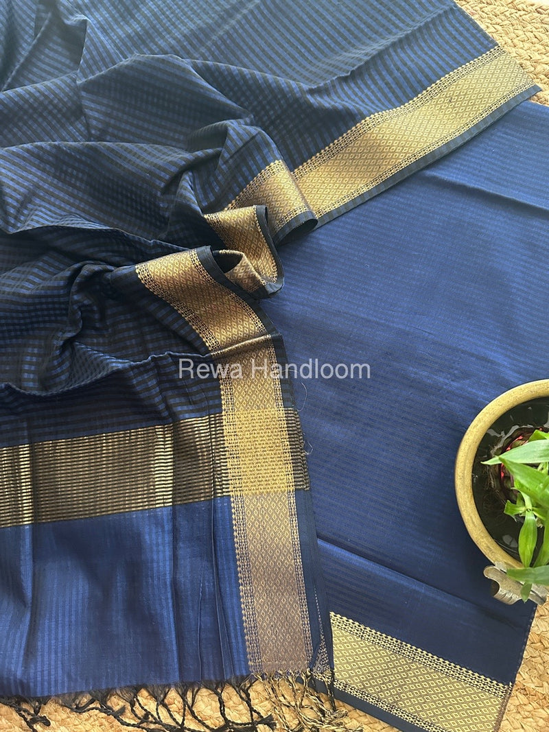 Maheshwari Blue Checks Dress Material CPT01