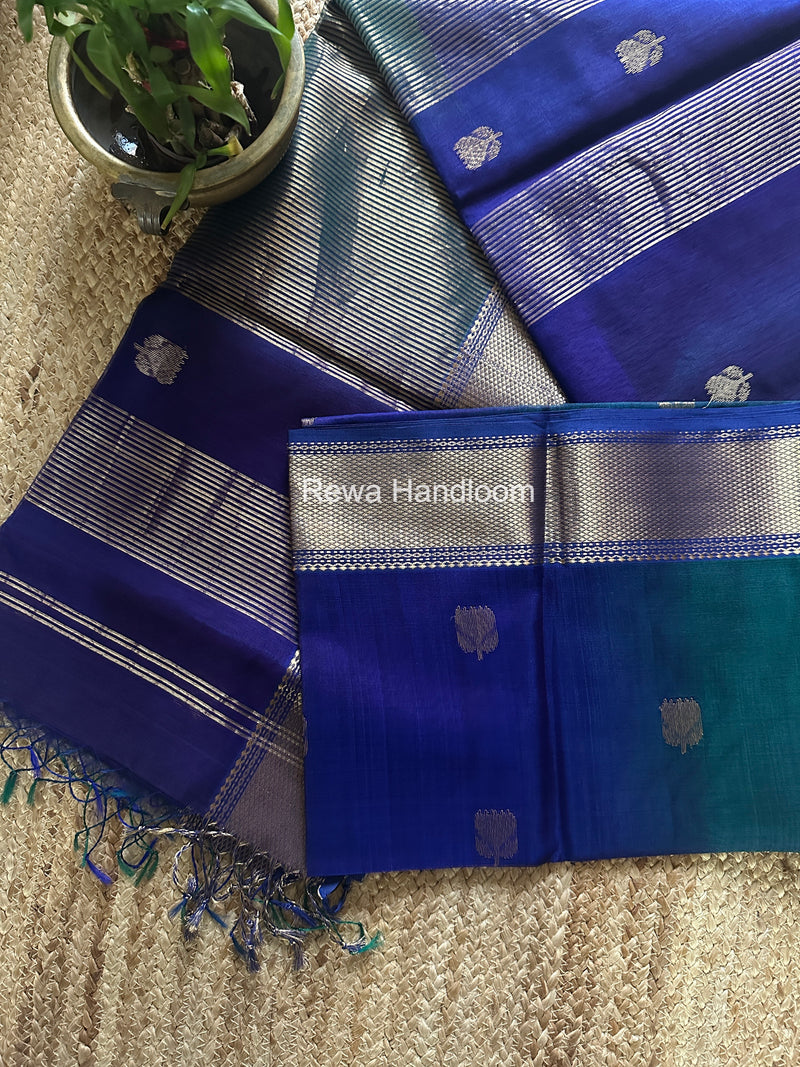 Maheshwari Blue Lotus Shaded Butta Saree SLB029
